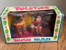 Rare Vtg 1950s Yuletide Holiflex Christmas Display Set Santa Rudolph Hong Kong picture