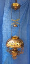 Antique Brass Hanging Library Lamp Unique Rare Item picture