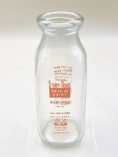 RARE Vintage Story Road Drive-In Dairy San Jose One Pint Milk Bottle picture
