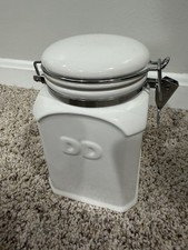Vintage Dunkin Donuts Ceramic Hinged Airtight Coffee Canister With Spoon picture