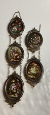 Vintage Florentia Italy Oval Brass Floral Wall Decor 5 Frames 6” picture