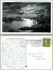 Wisconsin River Night View Wausau Wisconsin Postcard picture