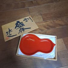 HISAGO Red Lacquerware Gourd Candy Container 27cm Vintage 1939-1989 picture