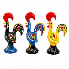 Hand-Painted Portuguese Rooster Figurines, Set of 3 - 3.25