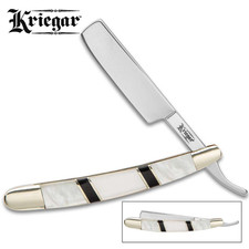 KRIEGAR ASCOT FOLDING RAZOR POCKET KNIFE W/ GENUINE PEARL HANDLE 4.75 in. CLOSED picture