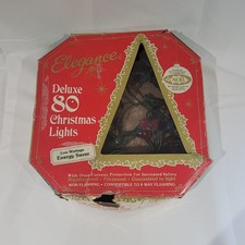 VTG Elegance Deluxe 80 Christmas Lights Multi Color Flower Flashing MCM - Read picture