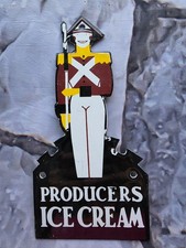 VINTAGE PRODUCERS ICE CREAM PORCELAIN SIGN 9