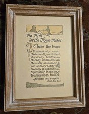 Vtg 1922 Art Deco Motto 11x9 Framed Print An Aim For The Home Maker Juliet Bane picture