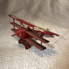 Vtg Wooden Miniature Fokker Dr.I Triplane “Red Baron” Red w/ White & Black Cross picture