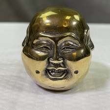 Vintage Brass 4 Face Buddha Head Statue Joy Anger Sorrow Happiness Figurine 2