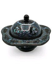 Vintage Korean Najeon Chilgi Mother of Pearl Lacquer Covered Bowl Tray picture