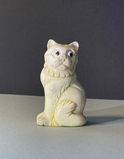 White Cat Handcarved Figurine Lucky Cat Collectible Miniature  Adorable hand picture