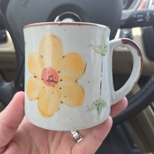 Vintage Sunnycraft Stoneware Mug Daisy Made in Korea Hand Painted picture