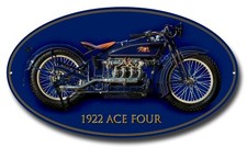 1922 ACE FOUR MACHINE CUT OVAL METAL SIGN.16