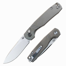 DEFCON Delta Pocketknife Manual Frame Lock Drop Point Plain Edge Clip Silver picture