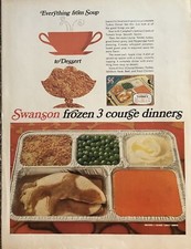 1968 Swanson TV Dinner PRINT AD Turkey Frozen 3 Course Soup To Dessert VTG 1960s picture