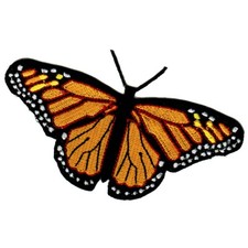 MONARCH BUTTERFLY PATCH embroidered iron-on APPLIQUE DETAILED EMBLEM - ORANGE picture