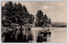 [5i6] Postcard 1953, Bathing Beach At AimHi Lodge North Windham Maine picture