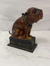 Vintage Original Book Of Knowledge Bull Dog Cast Iron Mechanical Bank Works EUC picture