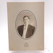 Antique Early Cabinet Card Photo Portrait Young Man 9x6.75 picture