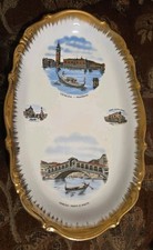 Vtg Venice Venezia Ponte di Rialto  Palazzo Ducale Souvenir Plate Gold Platter picture