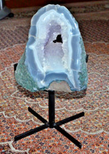 LIGHT BLUE PURPLE AMETHYST & CLEAR QUARTZ GEODE CLUSTER CYSTAL SPECIMEN 15