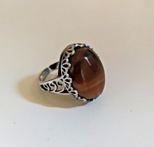 Ancient Vintage Victorian Sterling Silver Ring Natural Labradorite Stone Size 8 picture