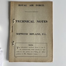 Sopwith Biplane F1 aircraft notes pilot manual RAF RFC original WWI 1918 RARITY picture