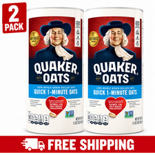 Quaker Quick 1 Minute Oats Oatmeal 42 oz Canister 2 Pack | Whole Grain picture