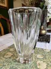 8” Orrefors Sweden Lead Crystal Residence Swirl Vase Hand Signed Vintage Heavy picture