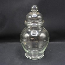 Clear Glass Lidded Jar Etched Mid Century picture