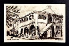 1920s Old Spanish Inn Charcoal Drawing Vintage RPPC Photo Print Postcard picture