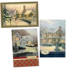 BEAUTIFUL HALLMARK DELUXE THOMAS KINKADE CHRISTMAS CARDS (2 EACH OF 3 DESIGNS) picture