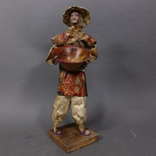 Vintage Paper Mache Man with Bowl Figurine From Mexico 13