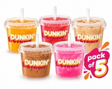 New 2026 Limited Edition Dunkin Ice Beverage Bucket & Straw 48oz - PACK OF 5 picture