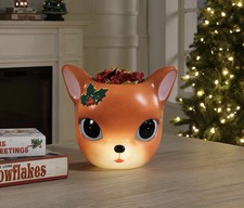 Mr. Christmas 12-Inch Brown Blow Mold Deer Candy Bowl Decoration In Hand picture