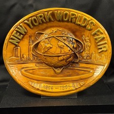 Vintage 1964 1965 New York World's Fair Ceramic Unisphere Relief Wall Plaque picture