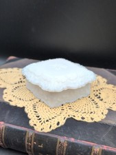 Vintage Dithridge White Milk Glass Diamond Vanity Trinket Box picture