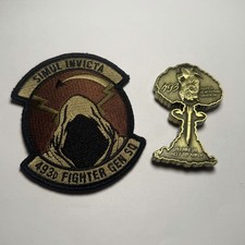 USAF 493rd Fighter Generation Sq Patch & Nuclear Mushroom Cloud Challenge Coin picture