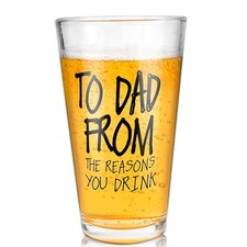 Ulrhpc Fathers Day Dad Gifts From Daughter Son Wife - 16 Oz Funny Beer Glass picture