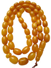 AMBER ROSARY ISLAMIC PRAYER 49 BEADS BALTIC GENUINE STONE,Tasbih Misbaha KAHRAMA picture