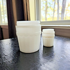 Vintage Milk Glass Lady Esther Cosmetic Jars Lot 2 Vanity Containers 2oz 10oz picture
