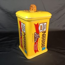 Vintage Nestle Toll House Ceramic Cookie Jar Yellow Chocolate Chip w/ Recipe picture