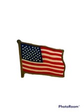 Vintage Waving American Flag Pin Red White Blue Gold USA Patriotic picture