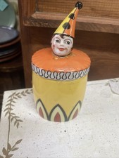 Vintage Art Deco Noritake Figural Clown Pierrot Lusterware Canister Jar  As Is  picture