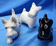 Lot of 3 Porcelain Glass Scotty Terrier Dog Figurines Avon Black Japan picture