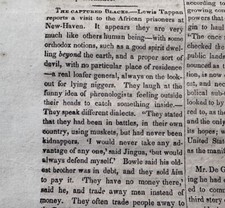 1839 Amistad Mutiny Ship Slaves, Detroit Negro Attempted Wife Murder Newspaper picture