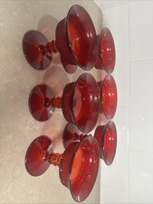 VINTAGE AMBERINA SET OF 6 FENTON LINCOLN INN CHAMPAGNE COUPES picture