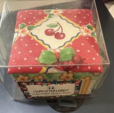 VTG 2001 Mary Englebright Pin Cushion Sewing Box Collector’s 3D Cherries Floral picture