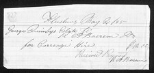 1855 George Quimby Estate / R A Boerum Receipt for Carriage Hire Flushing Queens picture